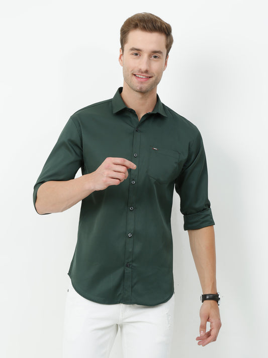 Onfire Satin Bottle Green Shirt