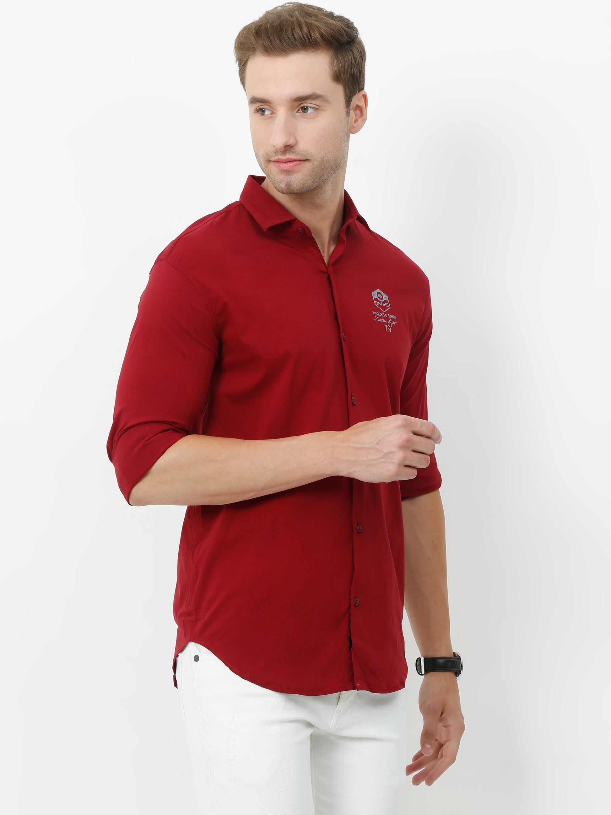 Onfire Designer Maroon Shirt