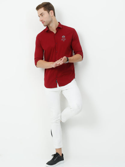 Onfire Designer Maroon Shirt