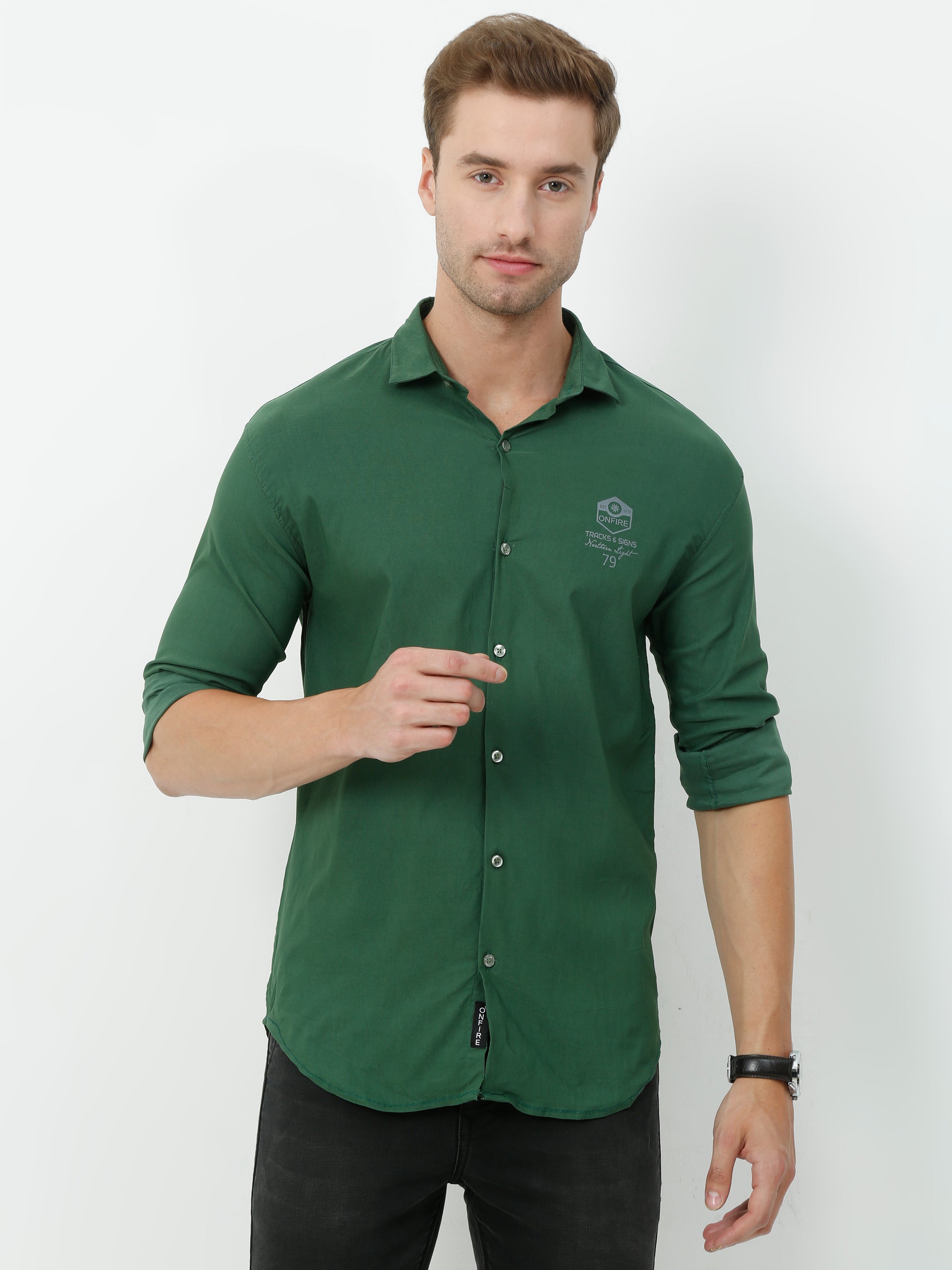 Onfire Designer Bottle Green Shirt