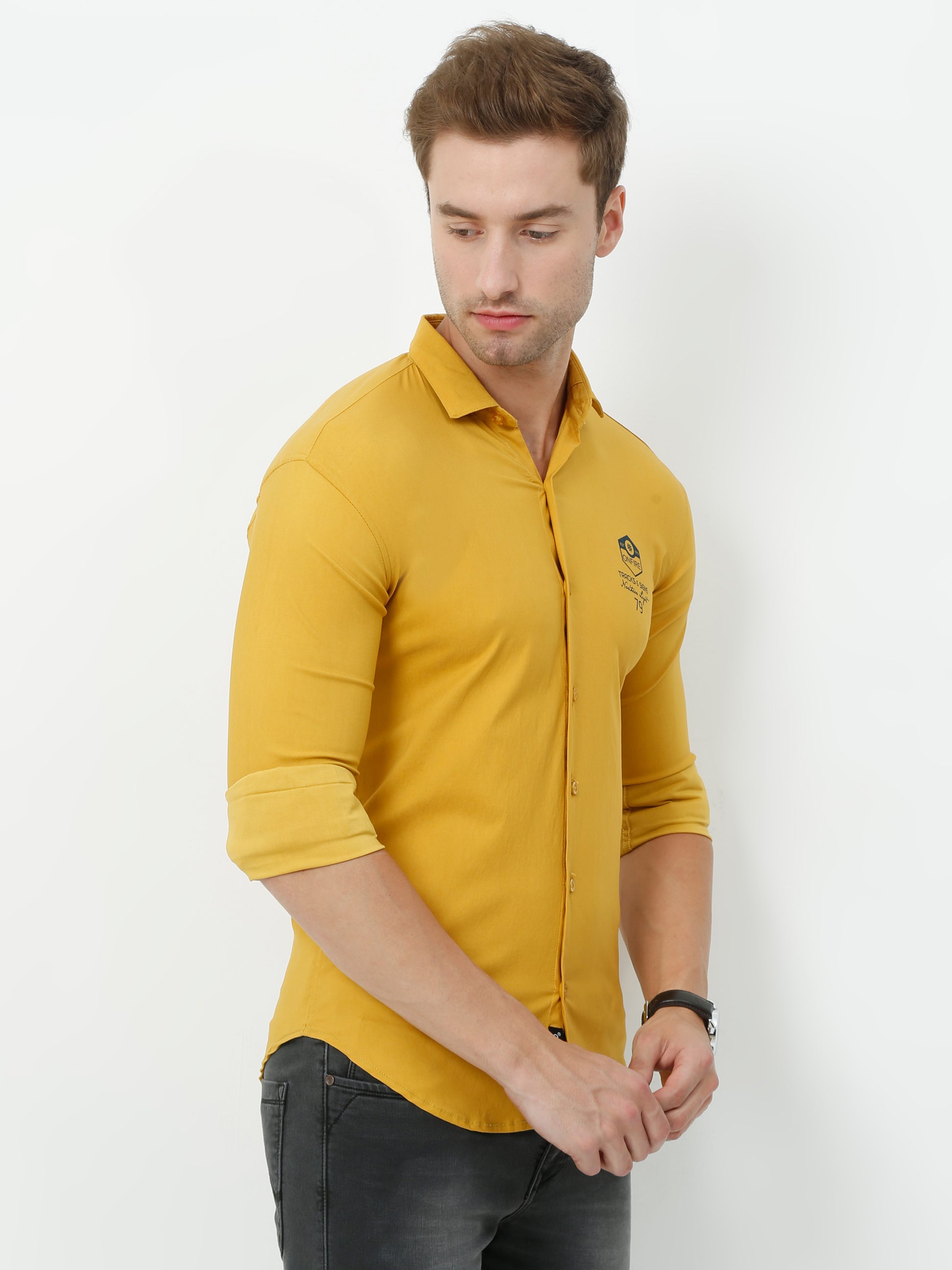 Onfire Designer Mustard Yellow Shirt