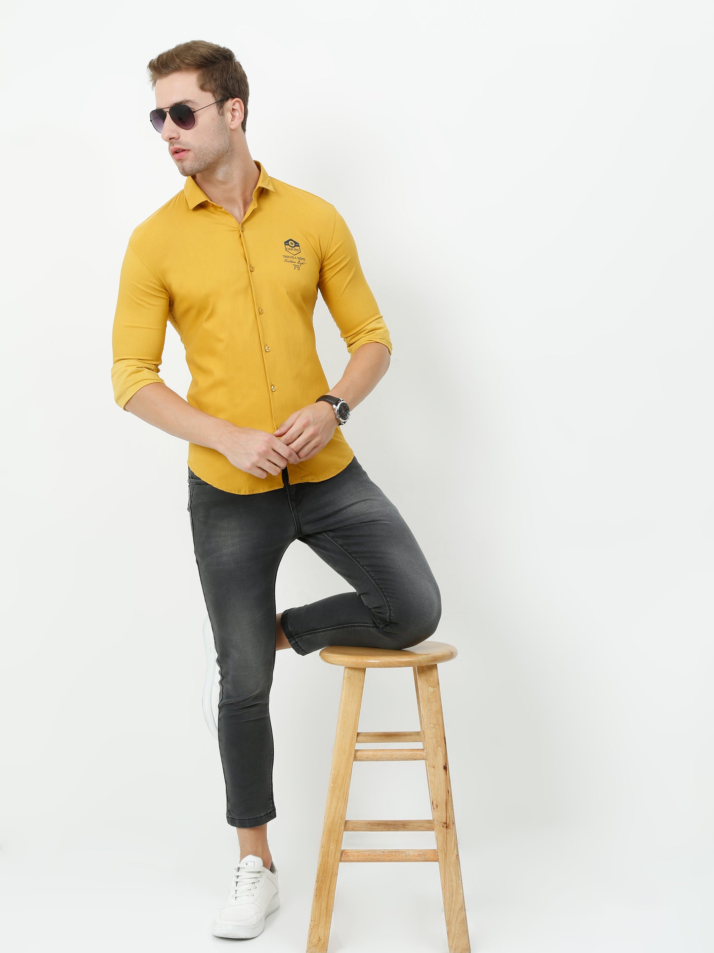 Onfire Designer Mustard Yellow Shirt