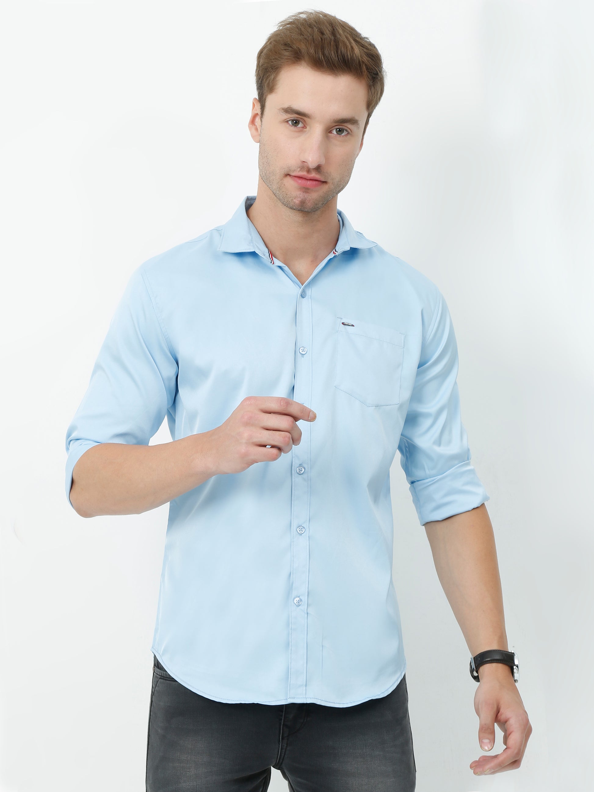 Onfire Satin Sky Blue Shirt