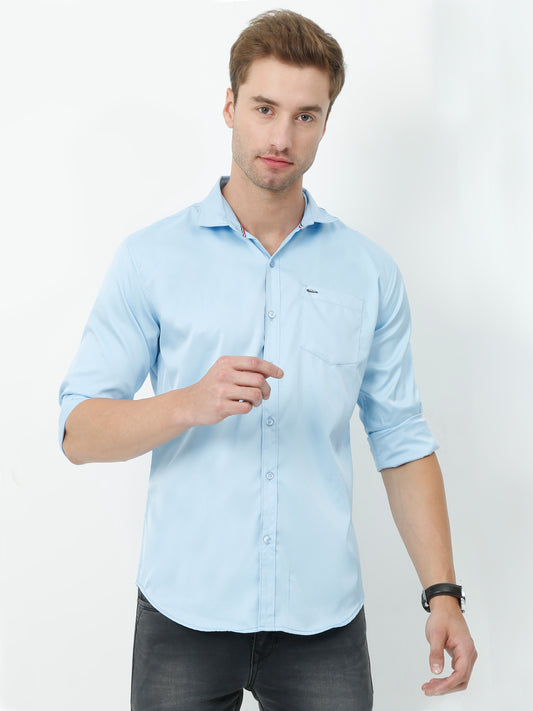 Onfire Satin Sky Blue Shirt