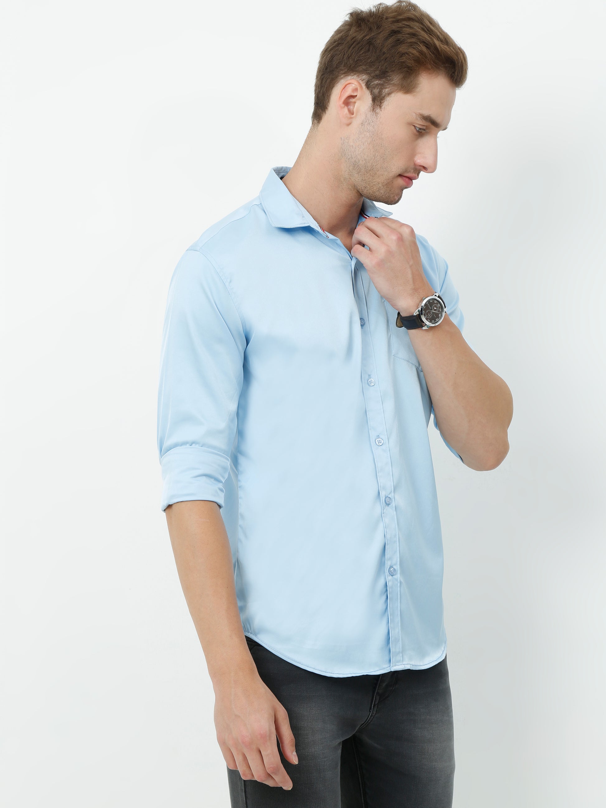 Onfire Satin Sky Blue Shirt