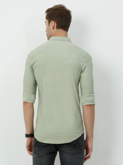 Onfire Plain Designer Pista Green Shirt